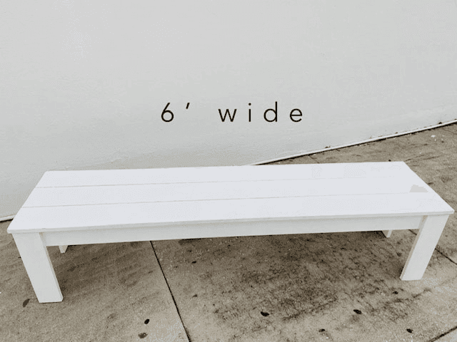 White Bench 6' Wide, from Prop Planet