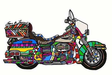 Rainbow Motorcycle Poster, LAS001, from Enchanted Art