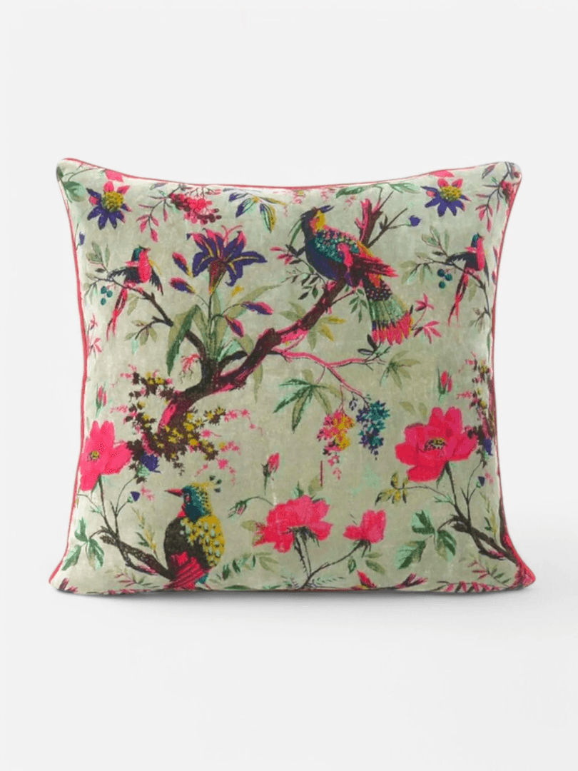 GREEN FLORAL VELVET THROW PILLOW, SQ0210786, from Hook Props