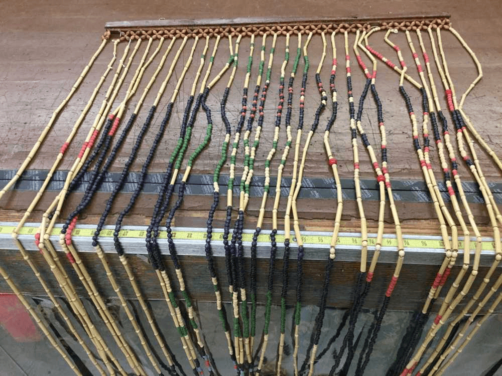 Wood Beads 36" X 72" Bamboo, Oak, Cherry, Green, Red And Black Colors. Missing 5 Strands, Drapery, Beaded Curtains, Beaded Curtain, No Visible Wear And Tear, 22522606, from Universal Studios Prop House