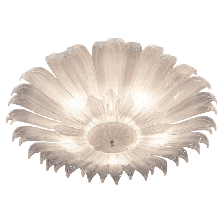 Large Murano Glass Flush Mount Flower Shaped Chandelier, in Stock, f_43436542, from Michel Contessa Antiques and More