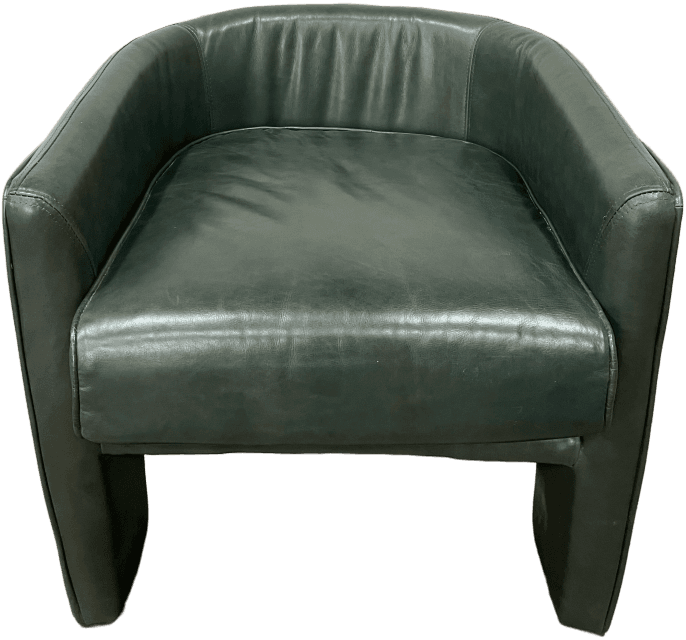 MEZ Vintage Forest Green Leather Accent Chair, FC275, from Primate Props